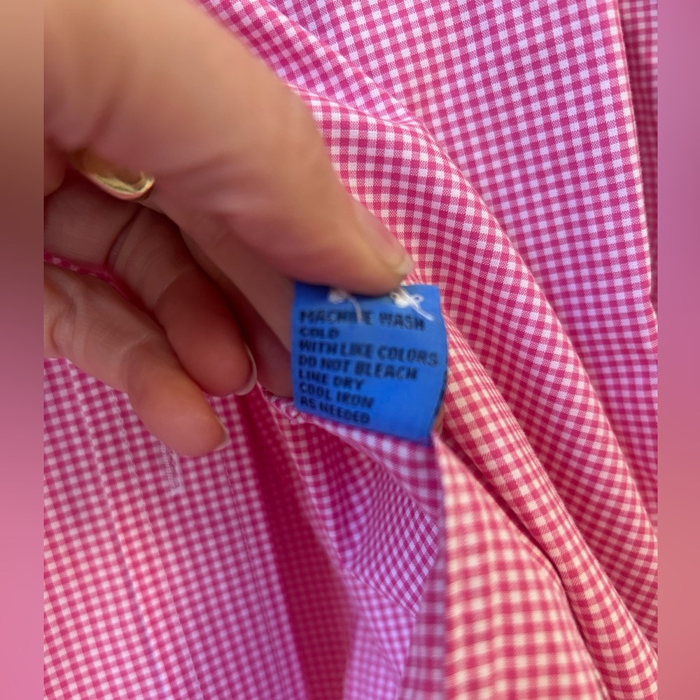 J.McLaughlin fuschia/white gingham shirt - Picture 5 of 9